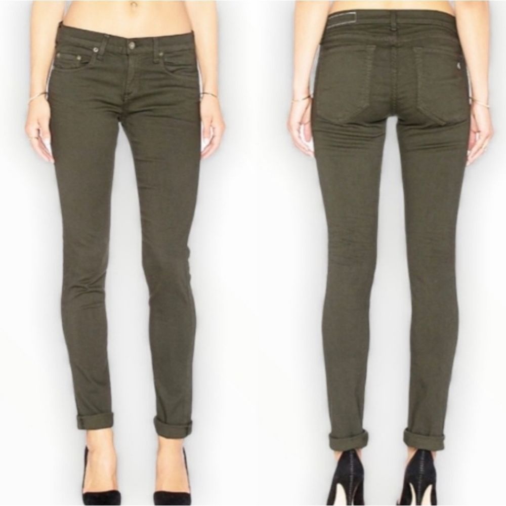 Rag & Bone The Dre Boyfriend Slim Cut Age Dark Olive Jeans